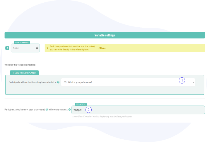 parametrer une variable de type piped text